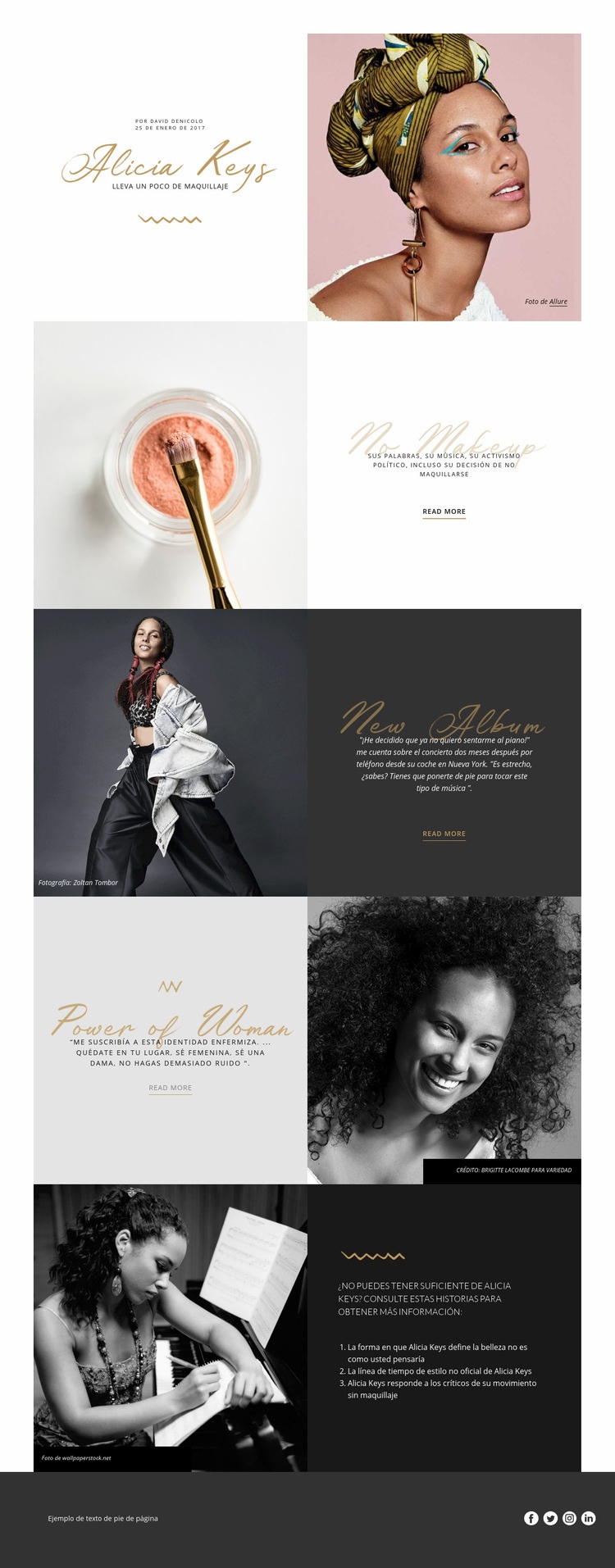 Alicia Keys Diseño de páginas web