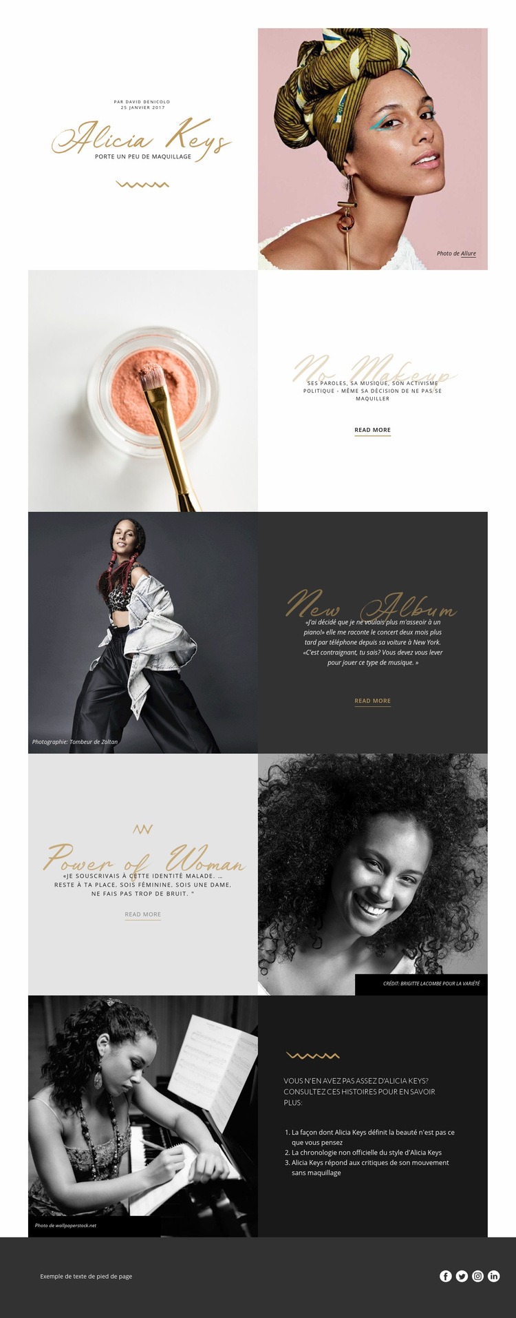 Alicia Keys Maquette de site Web