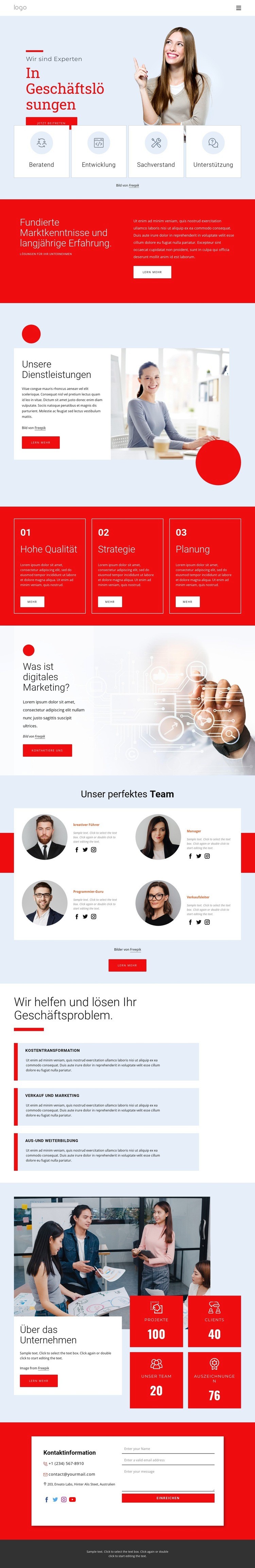 Wir sind Experten für Business-Lösungen HTML Website Builder