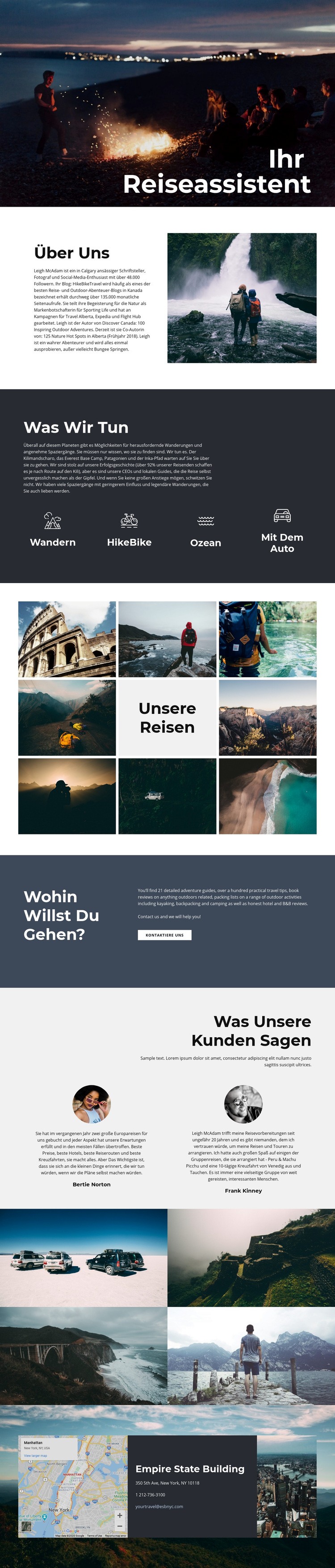 Reiseassistent Website design