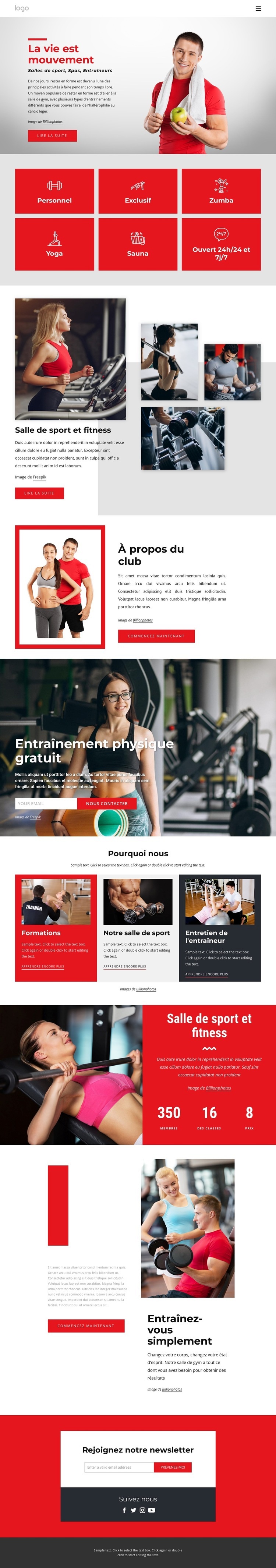 Le meilleur club sportif Modèles de constructeur de sites Web