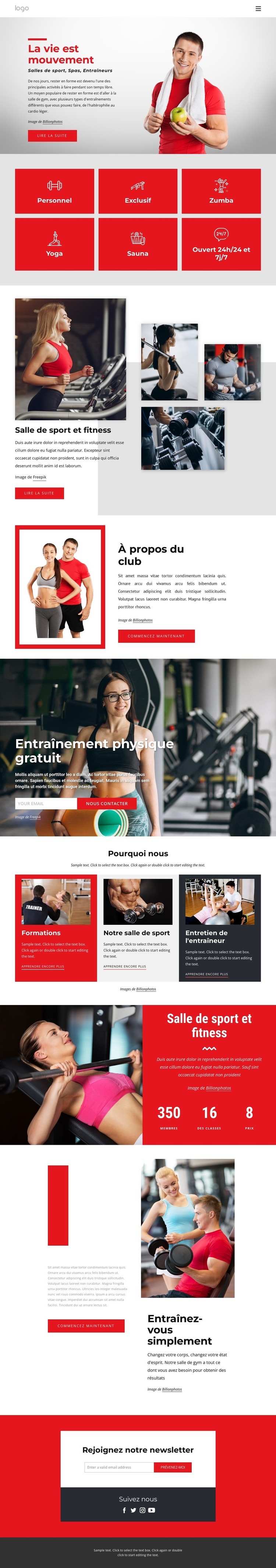 Le meilleur club sportif Modèle d'une page