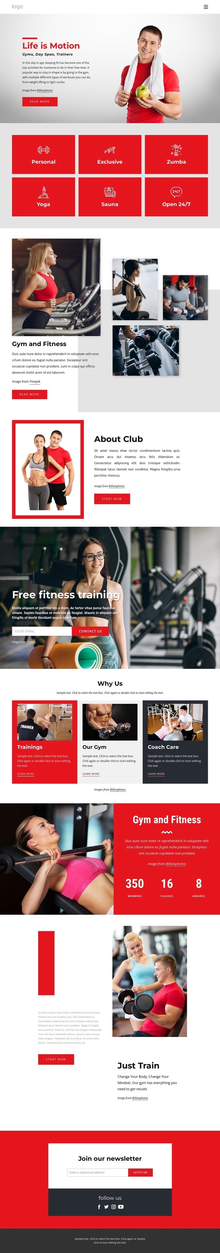 The best sport club Web Page Design