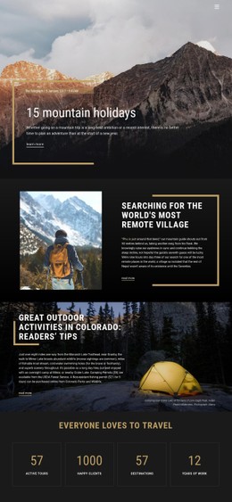 Page HTML For Mountain Holidays