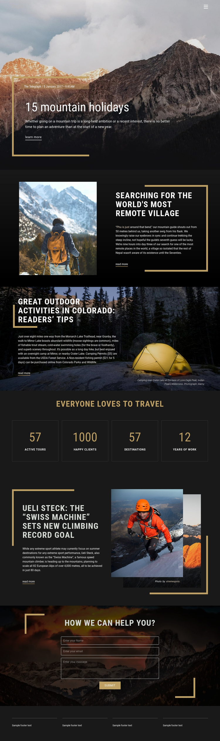 Mountain Holidays One Page Template