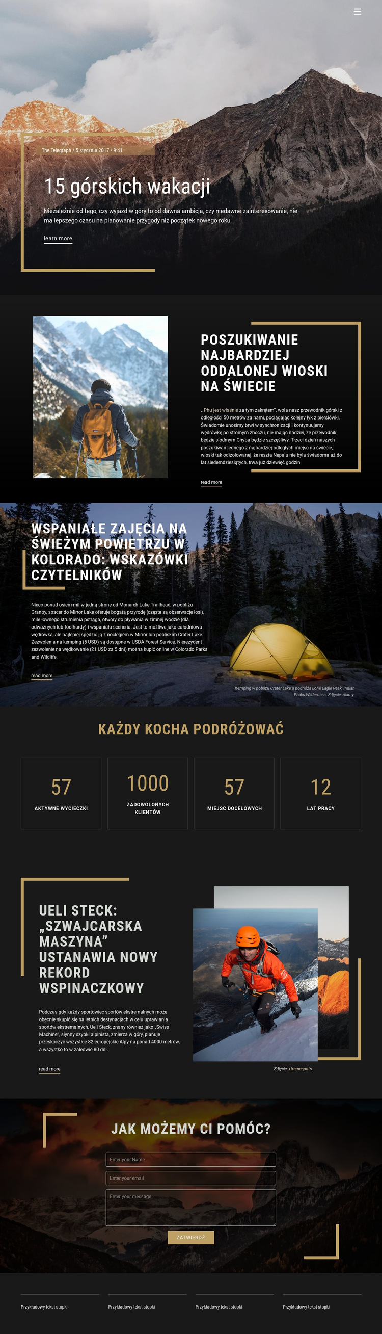 Wakacje w górach Szablon witryny sieci Web