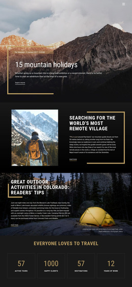 Mountain Holidays - Website Mockup