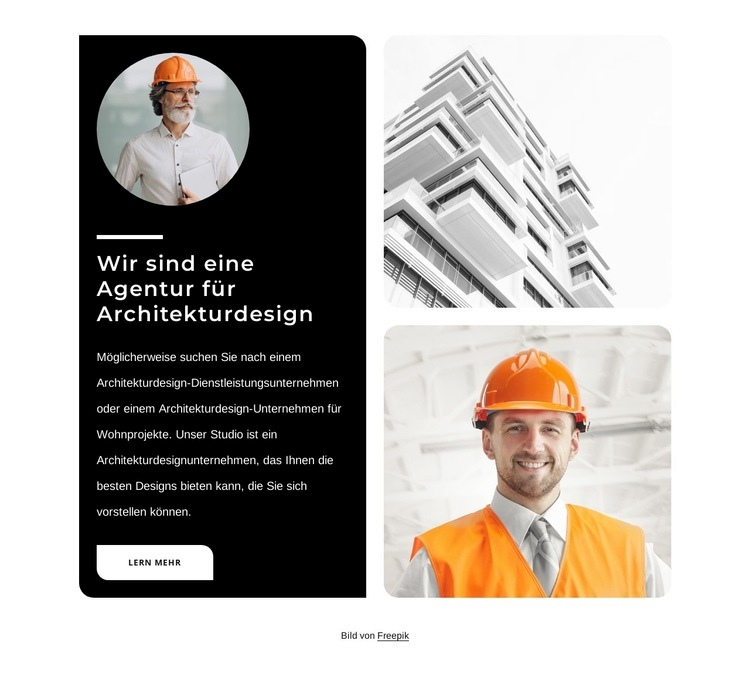 Agentur für Architekturdesign Eine Seitenvorlage