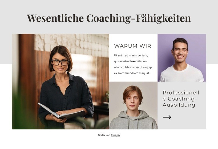 Wesentliche Coaching-Fähigkeiten Website-Modell