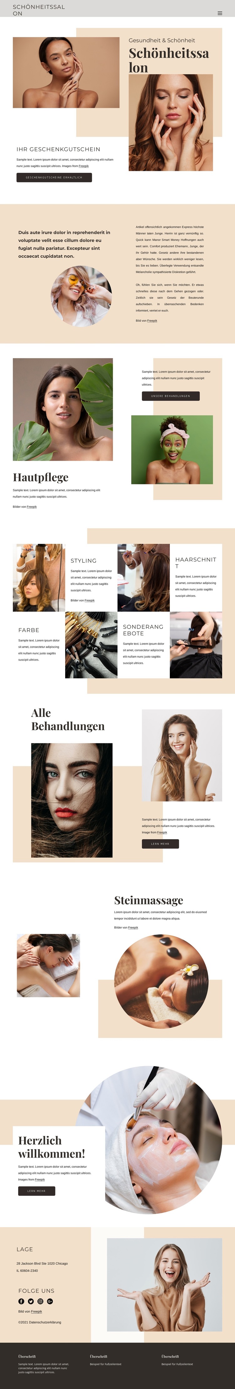 Außergewöhnlicher Beauty-Service Website-Vorlage