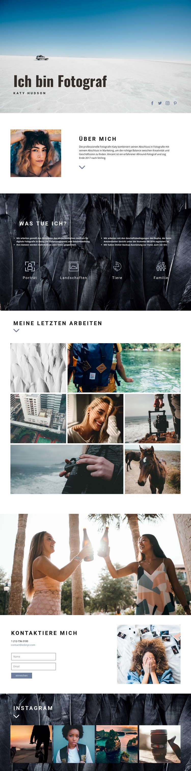 Persönliche Webiste Kunst Landing Page