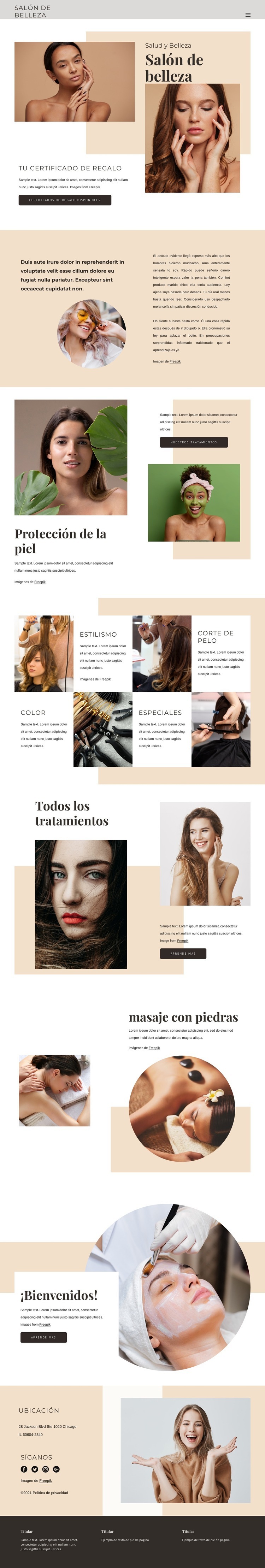 Servicio de belleza excepcional Creador de sitios web HTML