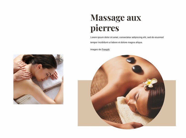 Massage aux pierres Maquette de site Web