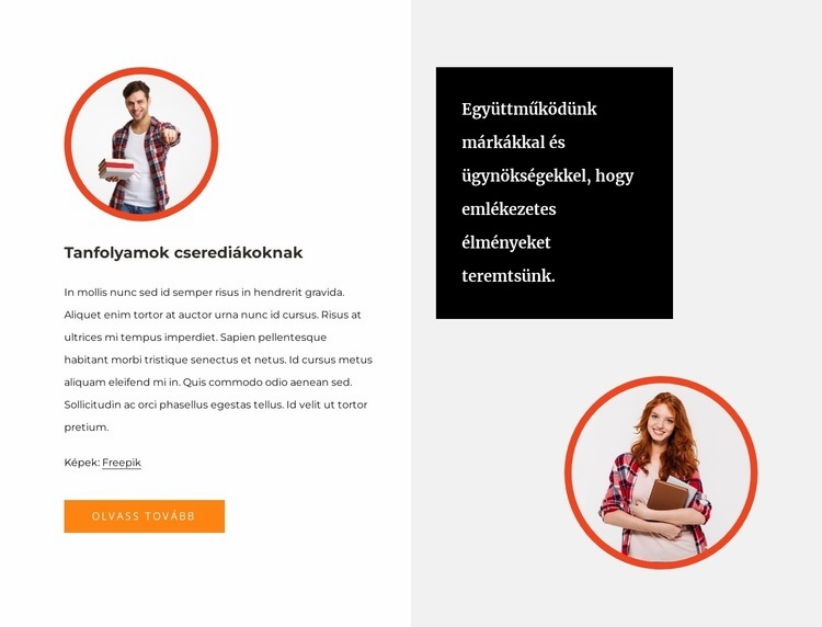 Tanfolyamok cserediákoknak WordPress Téma