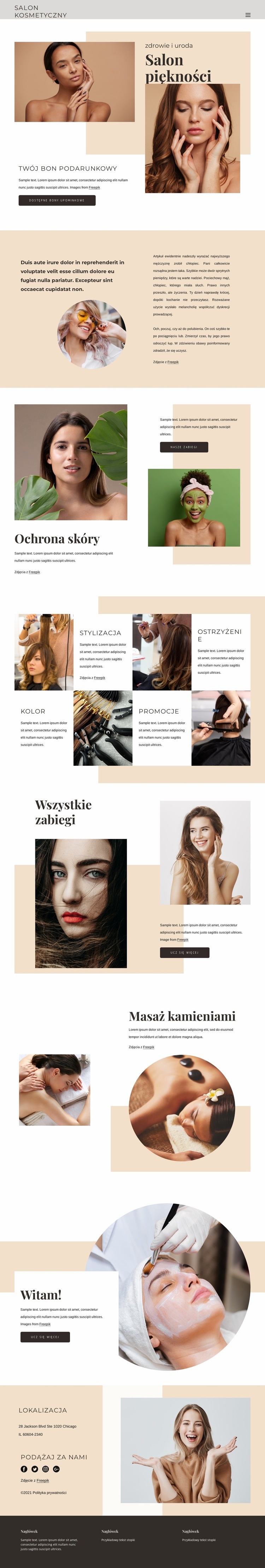 Wyjątkowa usługa kosmetyczna Szablony do tworzenia witryn internetowych