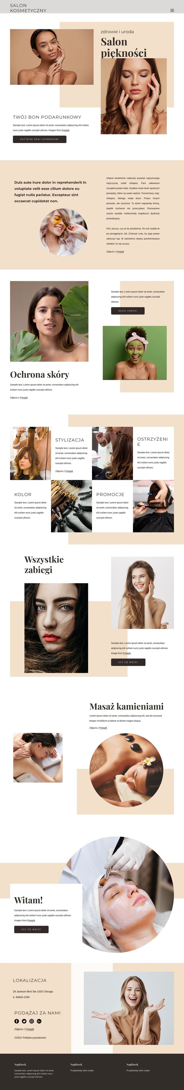 Wyjątkowa usługa kosmetyczna Makieta strony internetowej