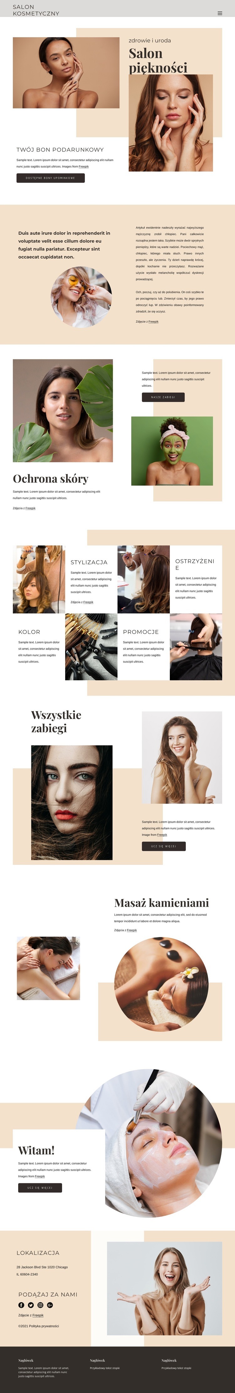 Wyjątkowa usługa kosmetyczna Projekt strony internetowej