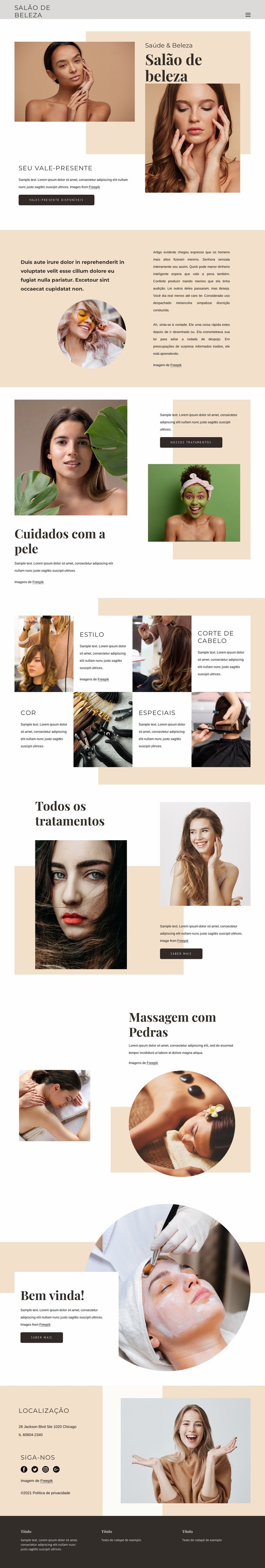 Excepcional serviço de beleza Landing Page