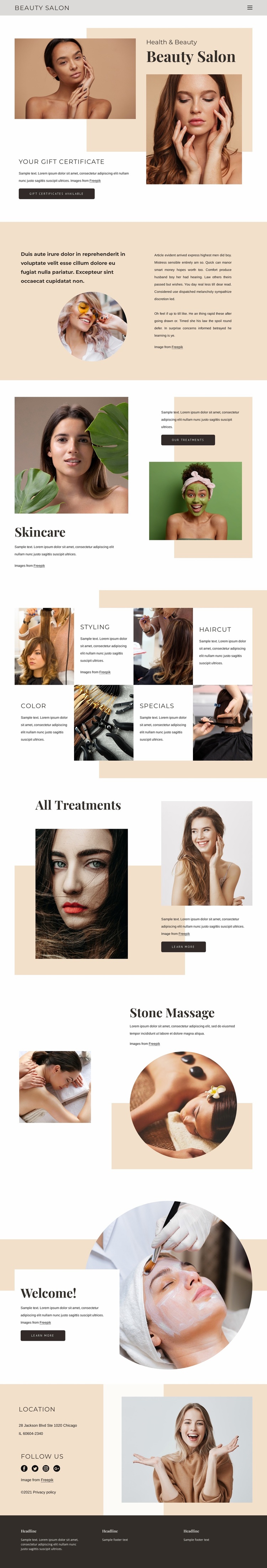 Exceptional beauty service Website Design