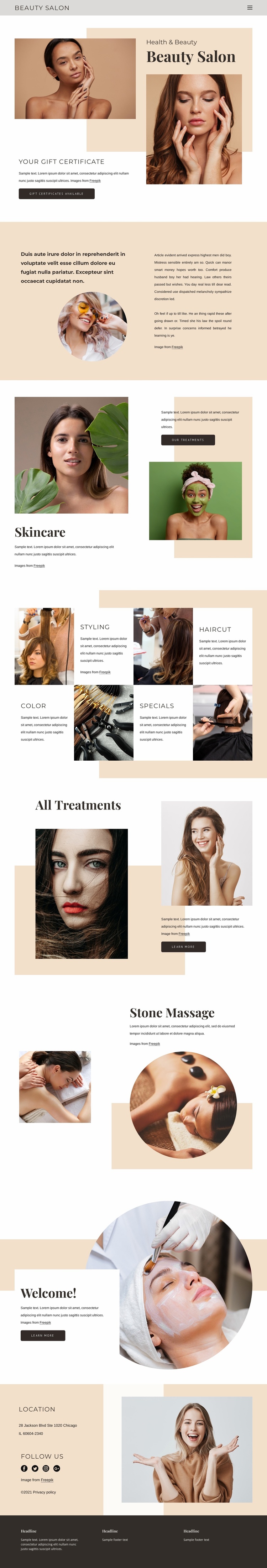Exceptional beauty service Landing Page