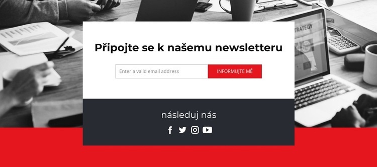 Připojte se k našemu newsletteru se sociálními ikonami Šablona