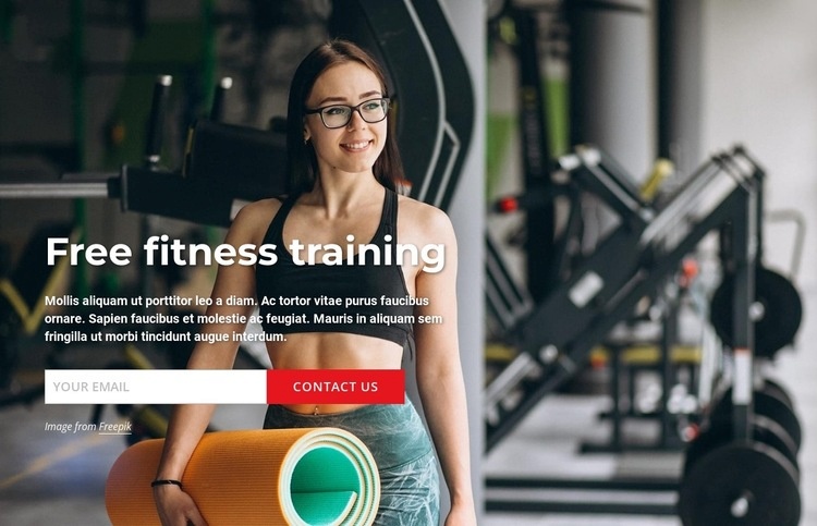 Free fitness training Homepage Design