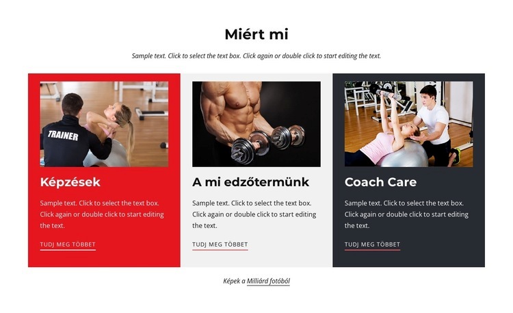 Edzések és edzői ellátás Weboldal sablon