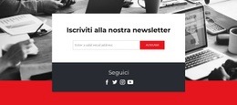 Iscriviti Alla Nostra Newsletter Con Icone Social - Modello Di Una Pagina