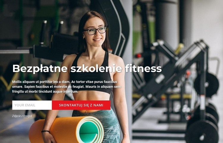 Bezpłatne szkolenie fitness Makieta strony internetowej