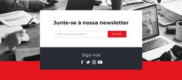 Junte-Se À Nossa Newsletter Com Ícones Sociais - Modelo De Página De Destino