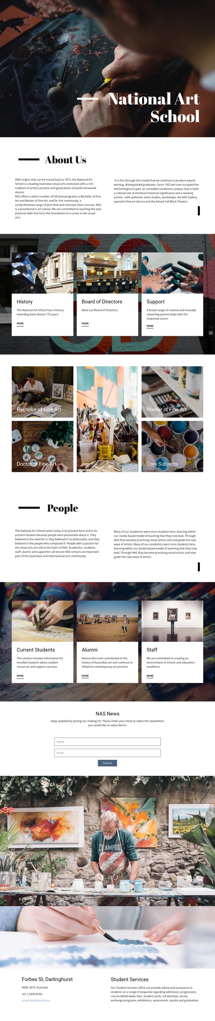 National art school Webflow Template Alternative