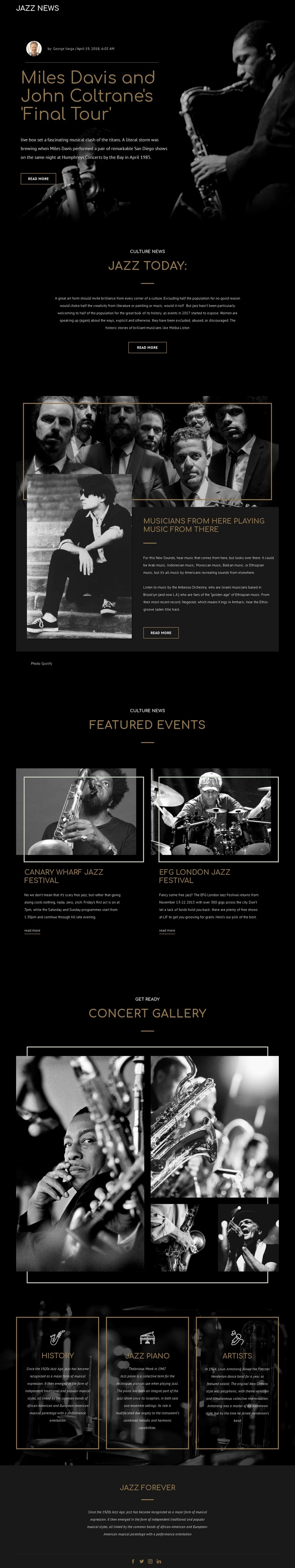 Legendy jazzové hudby Html Website Builder