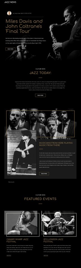 Legengs Of Jazz Music Full Width Template