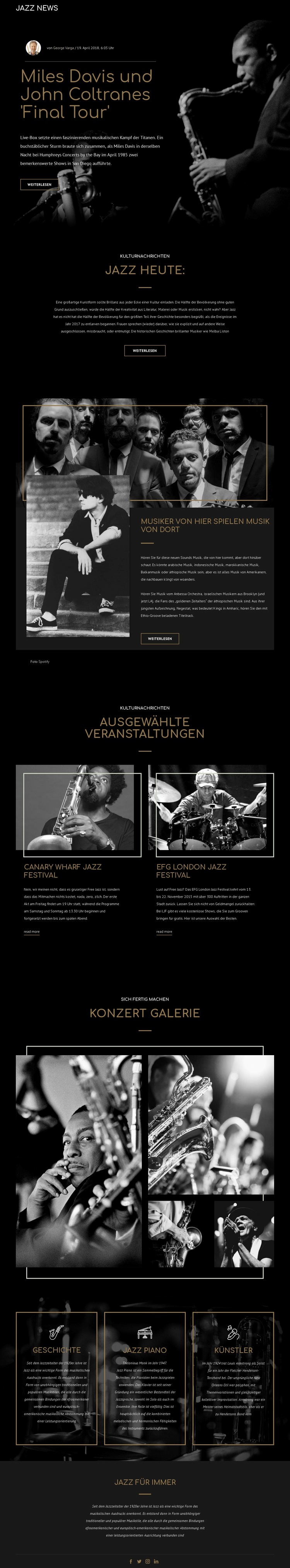 Legengs der Jazzmusik Website Builder-Vorlagen