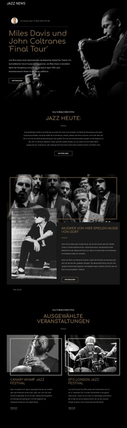 Legengs Der Jazzmusik – Website-Mockup-Vorlage