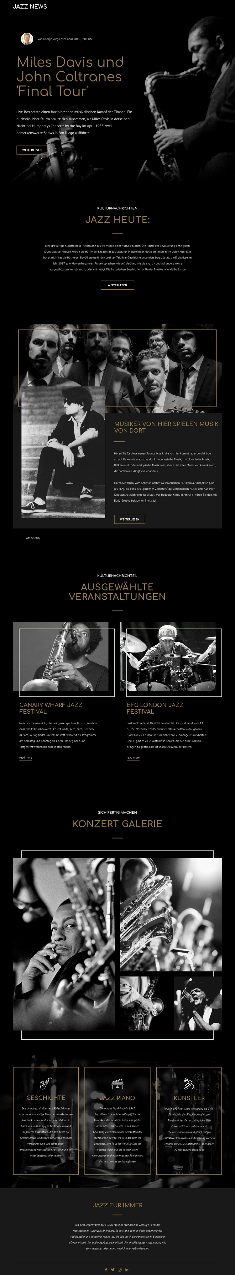Legengs der Jazzmusik Website-Vorlage