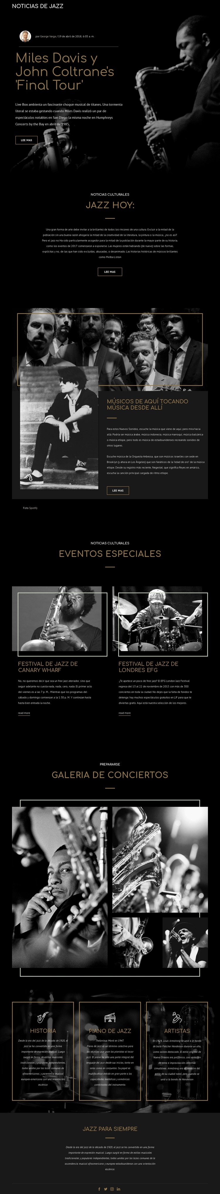 Legengs de la música jazz Creador de sitios web HTML