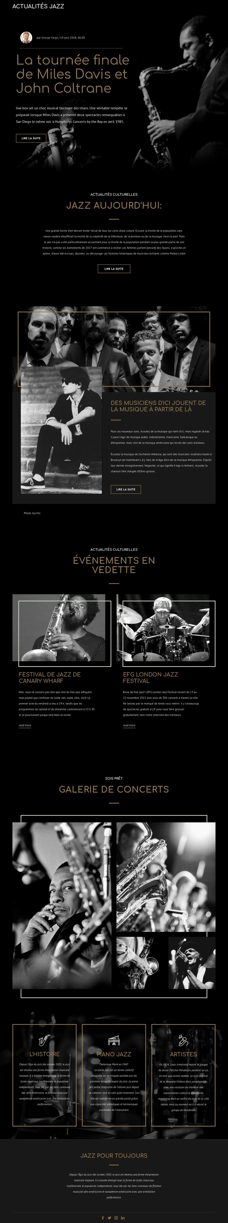 Legengs de la musique jazz Modèles de constructeur de sites Web