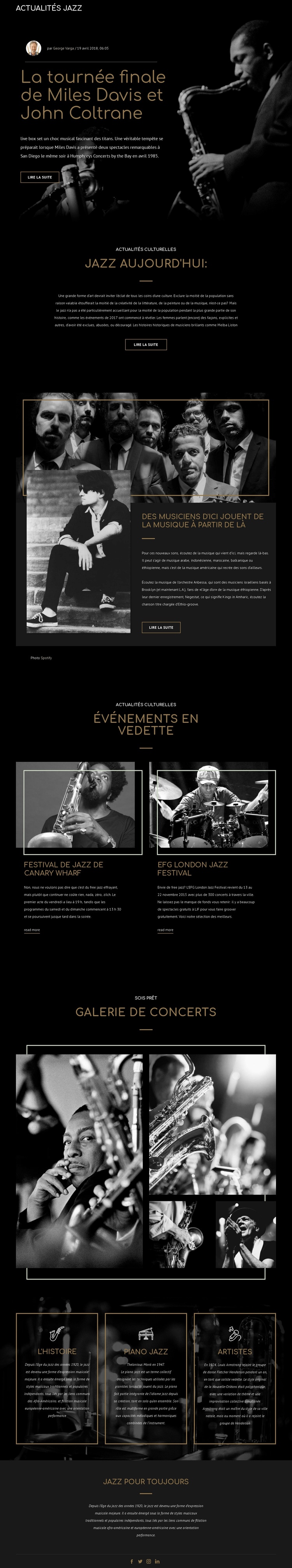 Legengs de la musique jazz Maquette de site Web