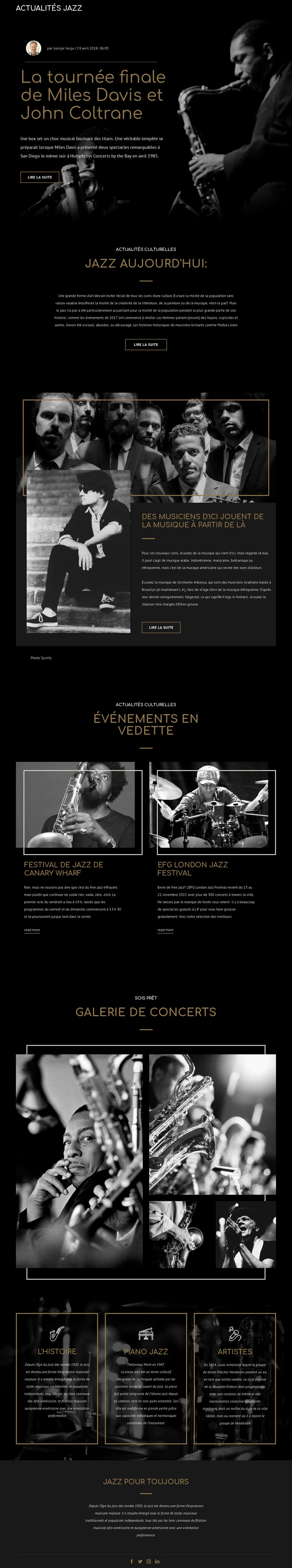 Legengs de la musique jazz Modèle de site Web