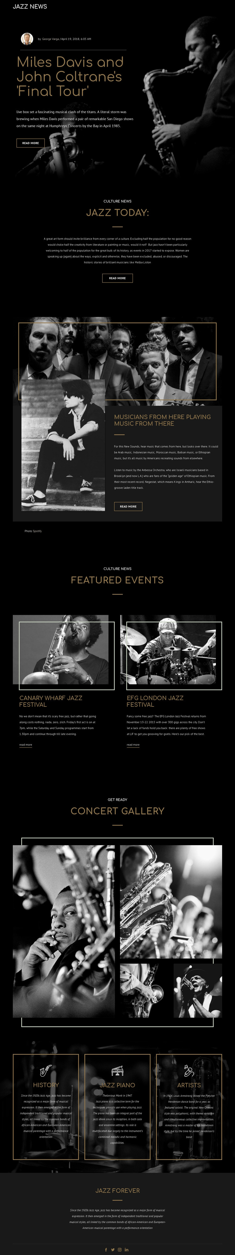 Legengs of jazz music Homepage Design