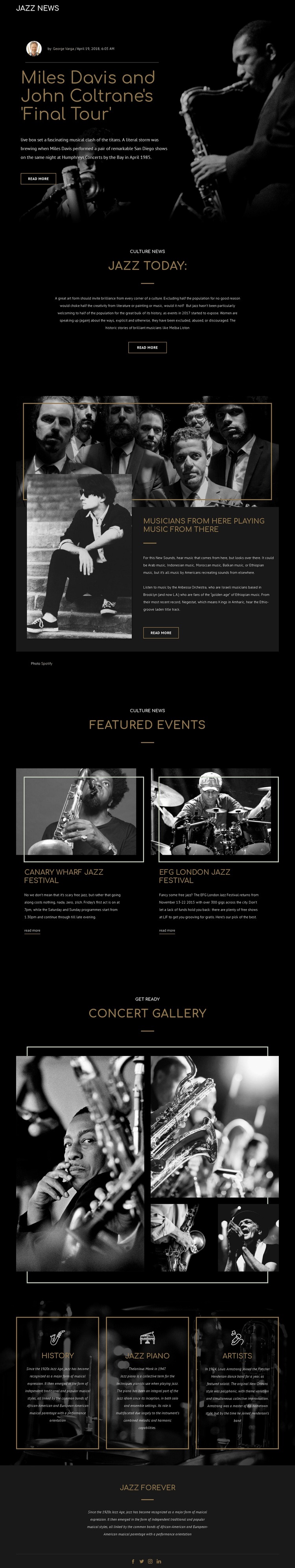 A jazz zene legendái Html Weboldal készítő