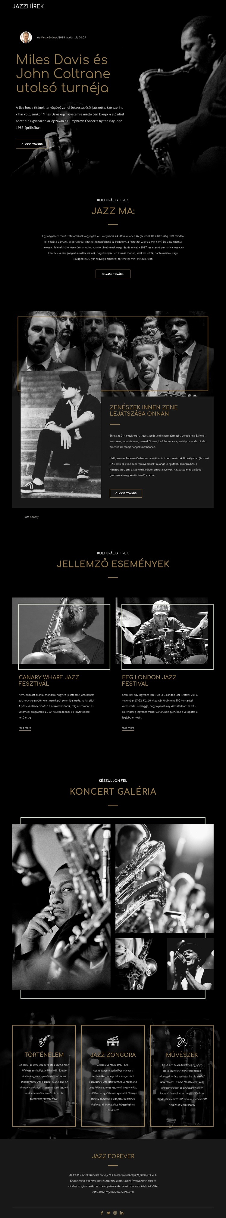 A jazz zene legendái Weboldal sablon