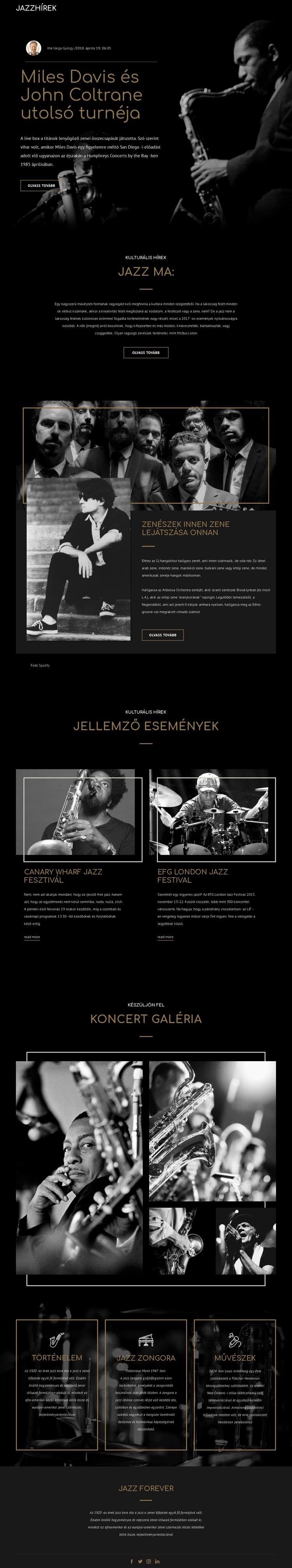 A jazz zene legendái WordPress Téma