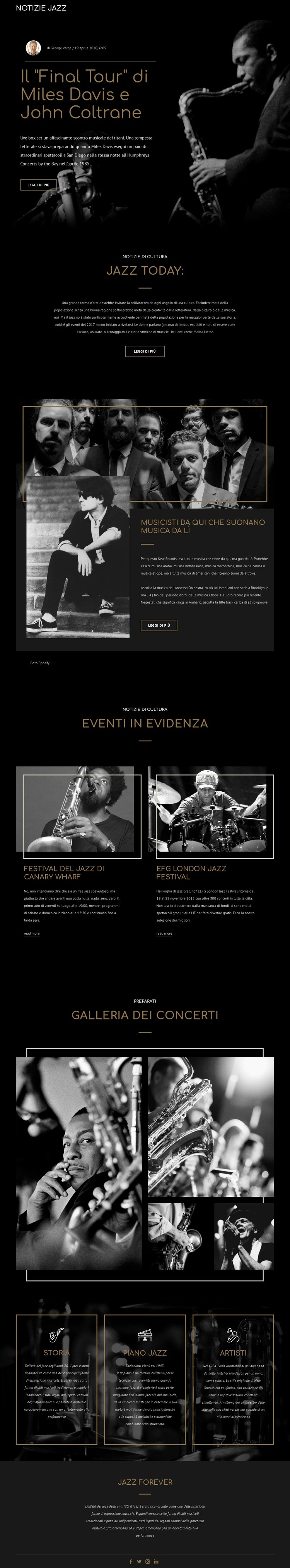 Legengs della musica jazz Costruttore di siti web HTML