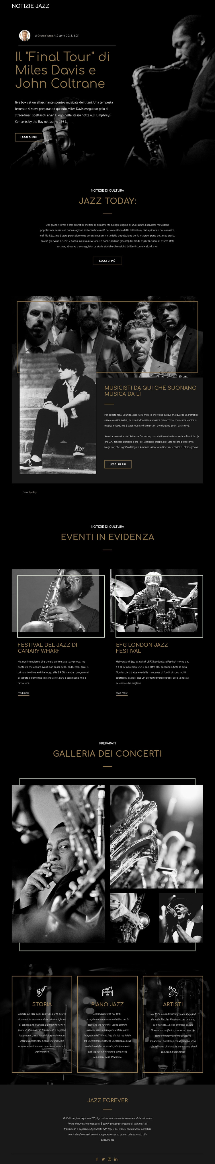 Legengs della musica jazz Modello di sito Web