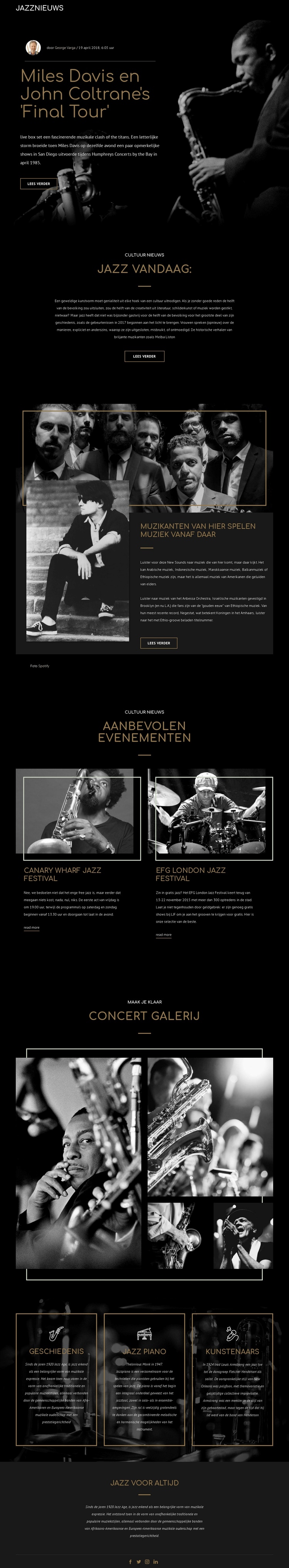 Legengs van jazzmuziek Bestemmingspagina