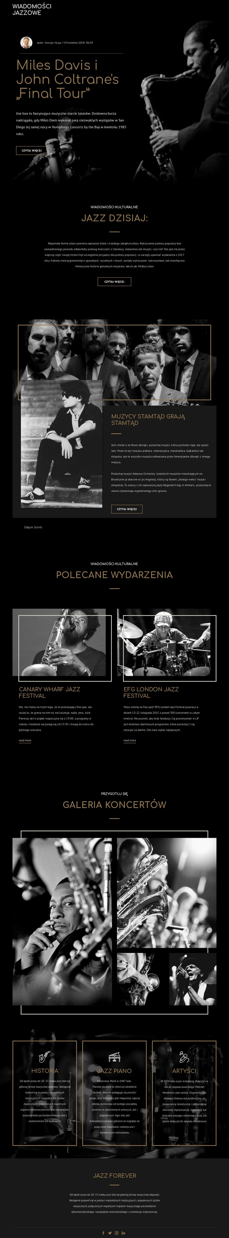 Legendy muzyki jazzowej Makieta strony internetowej