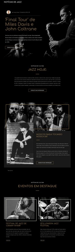 Design Do Site Para Legengs Da Música Jazz