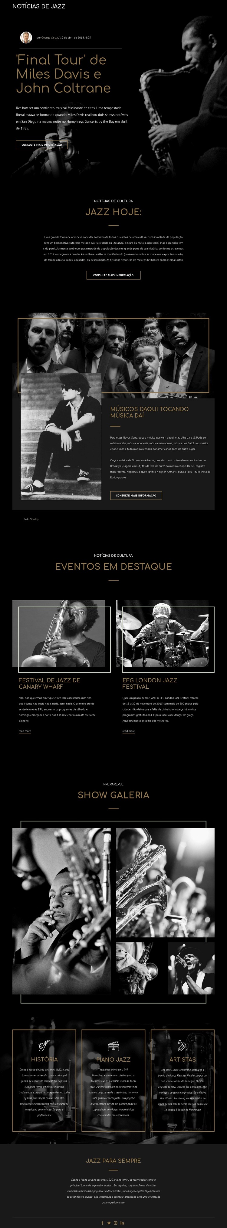 Legengs da música jazz Design do site